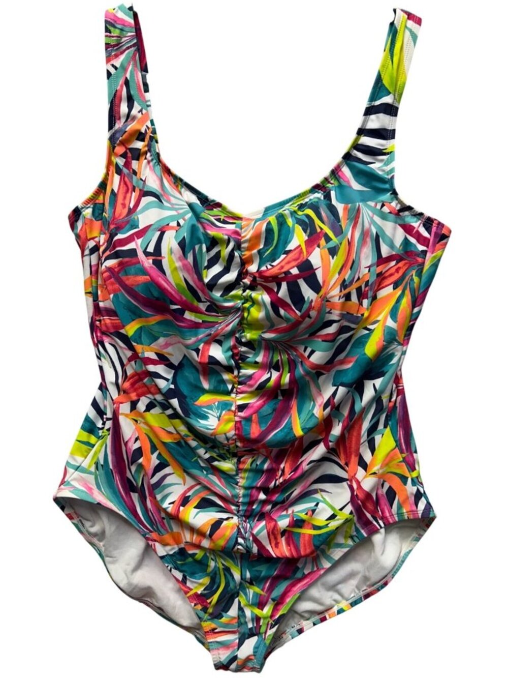Sonnet shores 24W Tropical One-Piece Swimsuit With Ruched Front Adjustable Strap